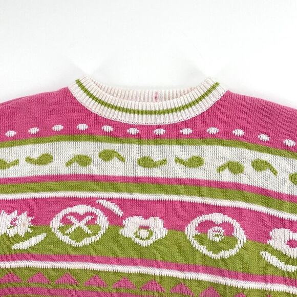 Mexx Girls Kids Pullover Knit Sweater Pink Green Floral Sun Print Sz M/110/116 - Picture 4 of 9
